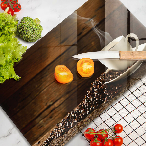 Glas Herdabdeckplatte Kaffeetasse aus Holz