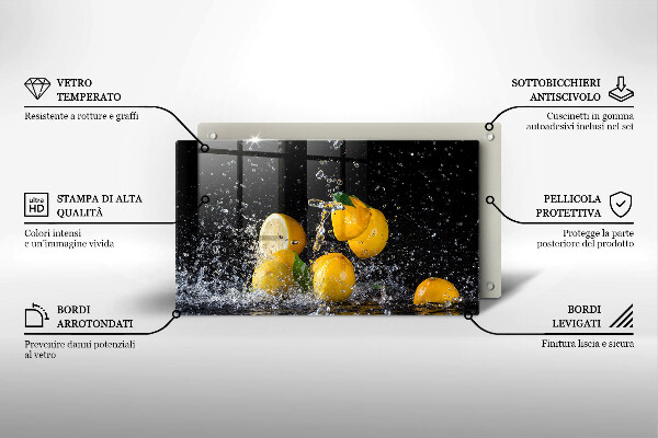 Glas Herdabdeckplatte Saftige Zitronenfrucht