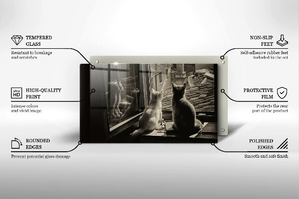 Glas Herdabdeckplatte Katzenstadt und Fenster