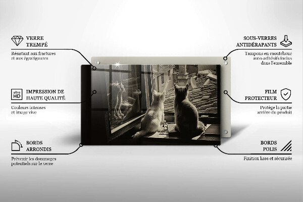 Glas Herdabdeckplatte Katzenstadt und Fenster