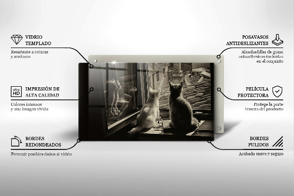 Glas Herdabdeckplatte Katzenstadt und Fenster