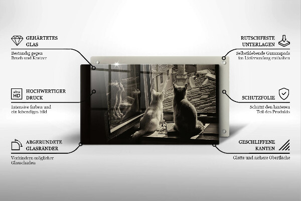 Glas Herdabdeckplatte Katzenstadt und Fenster