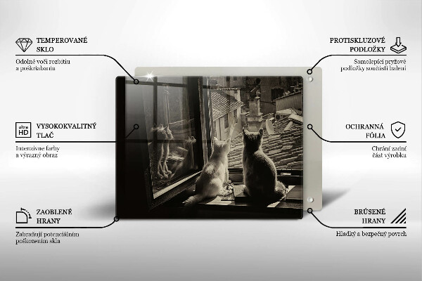 Glas Herdabdeckplatte Katzenstadt und Fenster