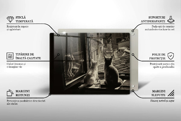 Glas Herdabdeckplatte Katzenstadt und Fenster