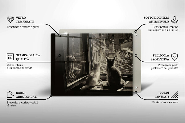Glas Herdabdeckplatte Katzenstadt und Fenster
