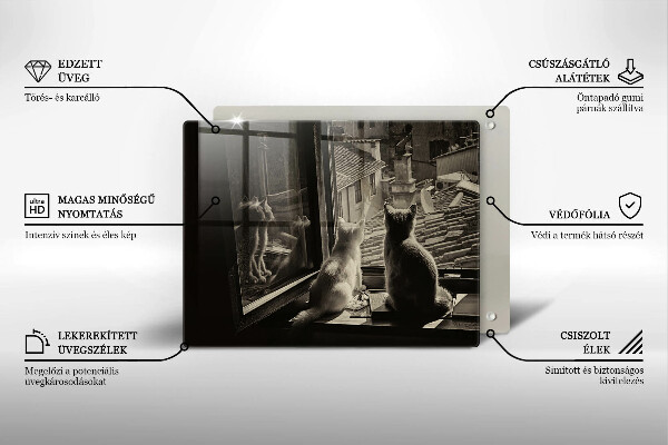 Glas Herdabdeckplatte Katzenstadt und Fenster