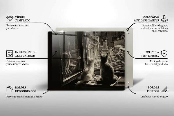 Glas Herdabdeckplatte Katzenstadt und Fenster