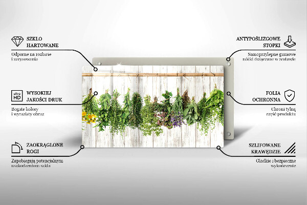 Glas Herdabdeckplatte Getrocknete Kräuter und Pflanzen