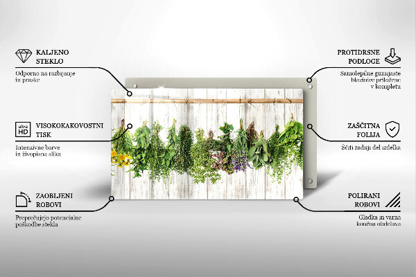 Glas Herdabdeckplatte Getrocknete Kräuter und Pflanzen