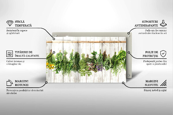 Glas Herdabdeckplatte Getrocknete Kräuter und Pflanzen