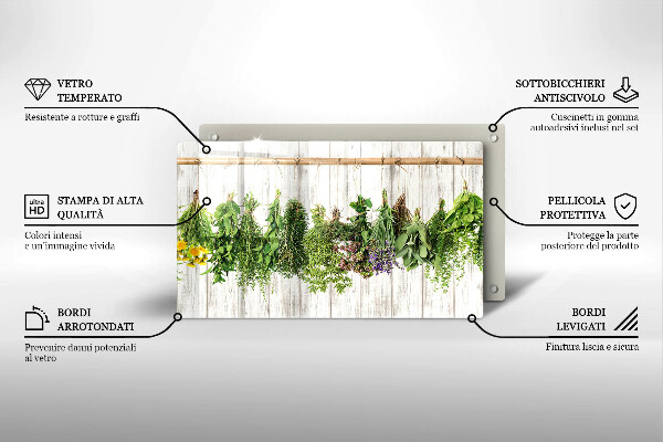 Glas Herdabdeckplatte Getrocknete Kräuter und Pflanzen