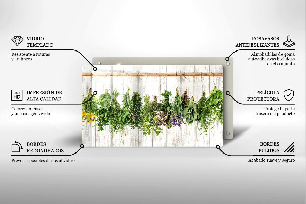 Glas Herdabdeckplatte Getrocknete Kräuter und Pflanzen