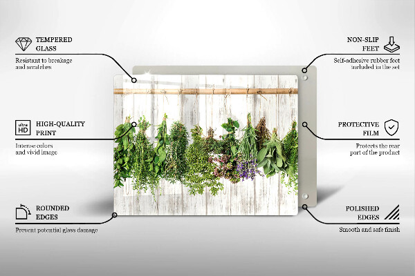 Glas Herdabdeckplatte Getrocknete Kräuter und Pflanzen