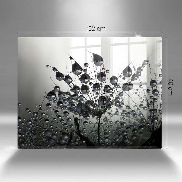 Glas Herdabdeckplatte Löwenzahn und Tau