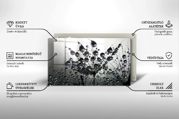 Glas Herdabdeckplatte Löwenzahn und Tau