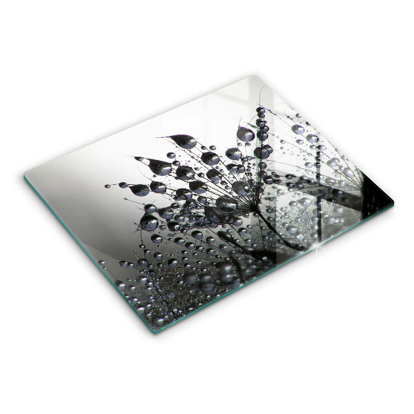 Glas Herdabdeckplatte Löwenzahn und Tau