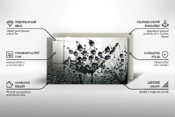 Glas Herdabdeckplatte Löwenzahn und Tau