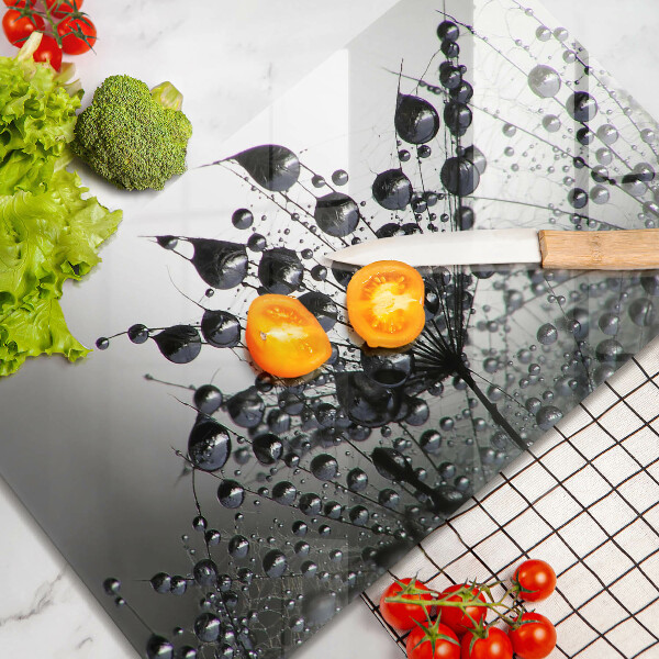 Glas Herdabdeckplatte Löwenzahn und Tau