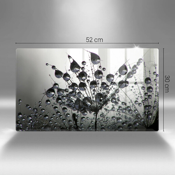 Glas Herdabdeckplatte Löwenzahn und Tau