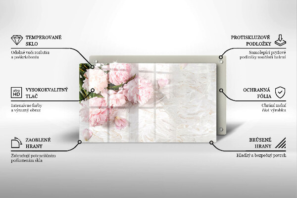 Glas Herdabdeckplatte Zarte Rosenblüten