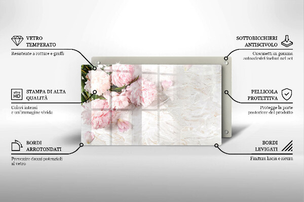 Glas Herdabdeckplatte Zarte Rosenblüten