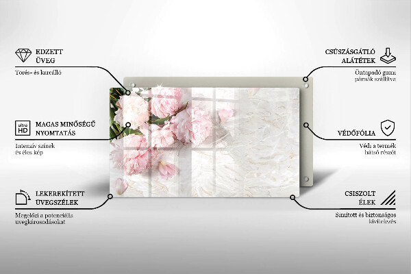 Glas Herdabdeckplatte Zarte Rosenblüten