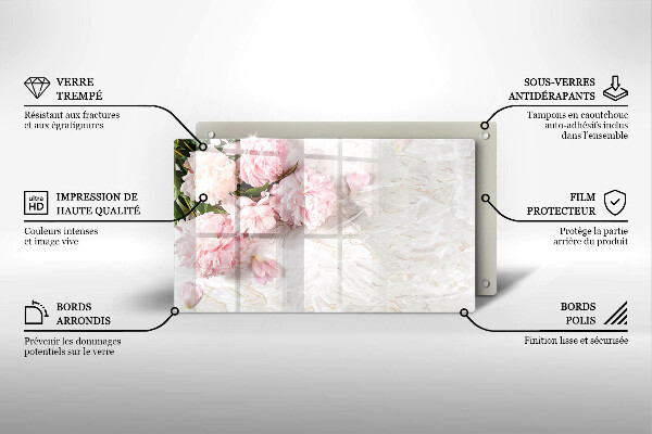 Glas Herdabdeckplatte Zarte Rosenblüten