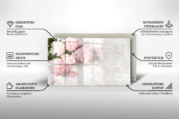Glas Herdabdeckplatte Zarte Rosenblüten