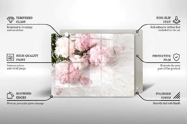 Glas Herdabdeckplatte Zarte Rosenblüten