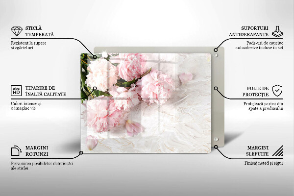 Glas Herdabdeckplatte Zarte Rosenblüten