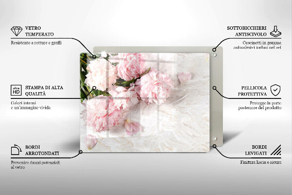 Glas Herdabdeckplatte Zarte Rosenblüten