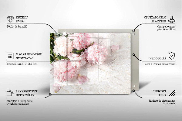 Glas Herdabdeckplatte Zarte Rosenblüten