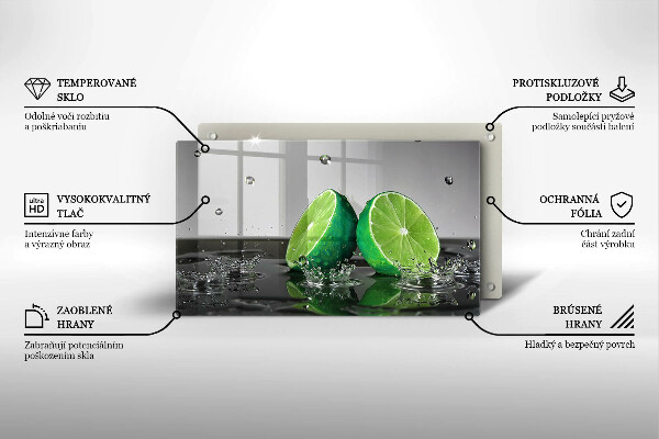 Glas Herdabdeckplatte Saftige Limetten und Wasser