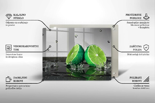 Glas Herdabdeckplatte Saftige Limetten und Wasser