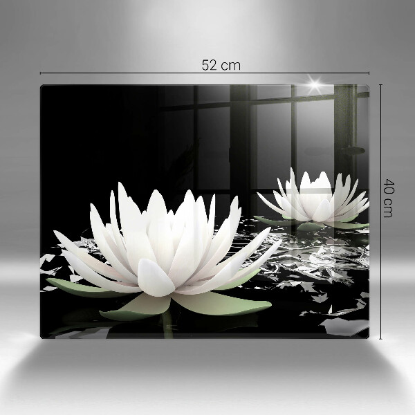 Glas Herdabdeckplatte Weiße Lilien auf dem Wasser