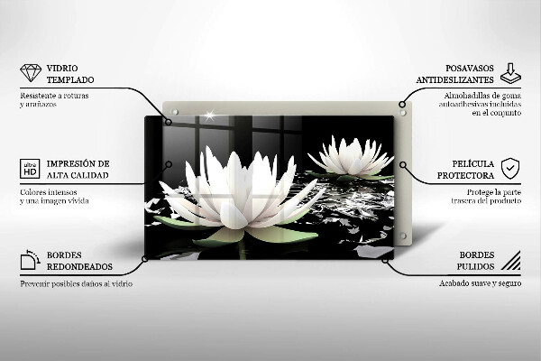 Glas Herdabdeckplatte Weiße Lilien auf dem Wasser