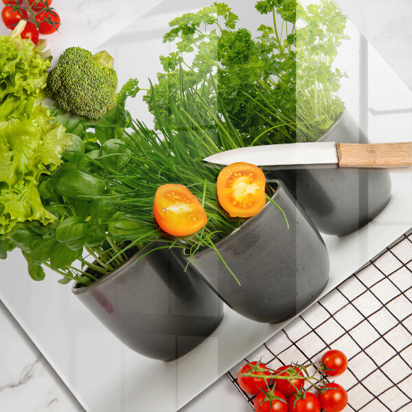 Glas Herdabdeckplatte Töpfe mit Kräutern