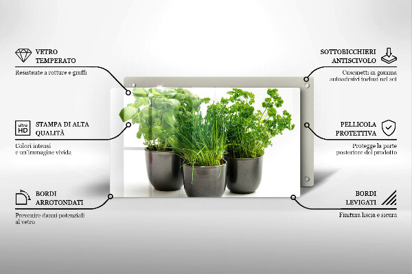 Glas Herdabdeckplatte Töpfe mit Kräutern