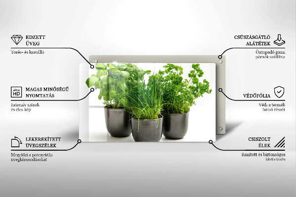 Glas Herdabdeckplatte Töpfe mit Kräutern