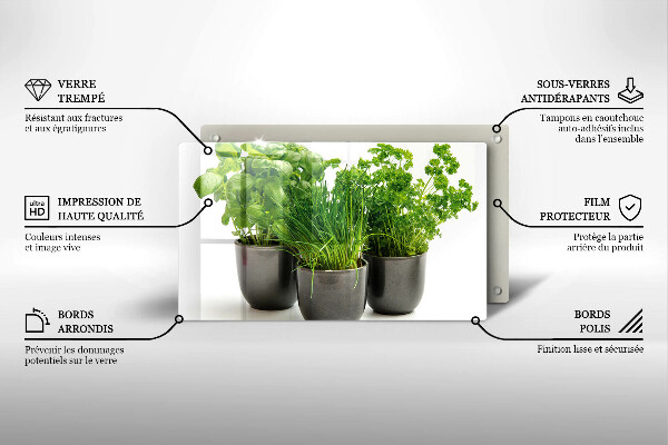 Glas Herdabdeckplatte Töpfe mit Kräutern