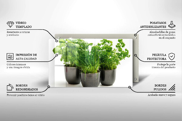 Glas Herdabdeckplatte Töpfe mit Kräutern