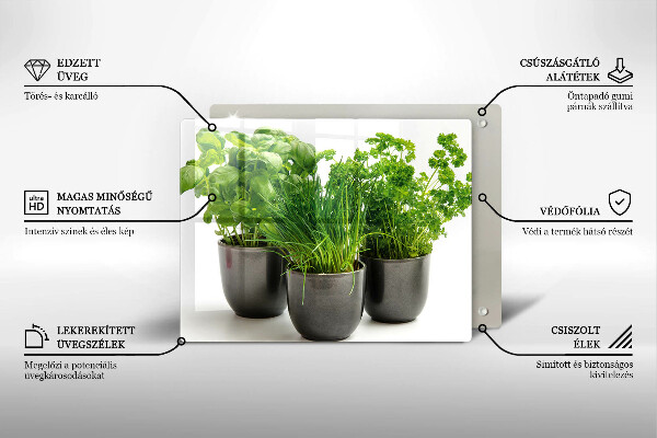 Glas Herdabdeckplatte Töpfe mit Kräutern