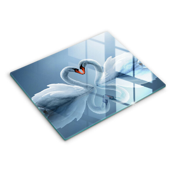 Glas Herdabdeckplatte Zwei Schwanenherzen