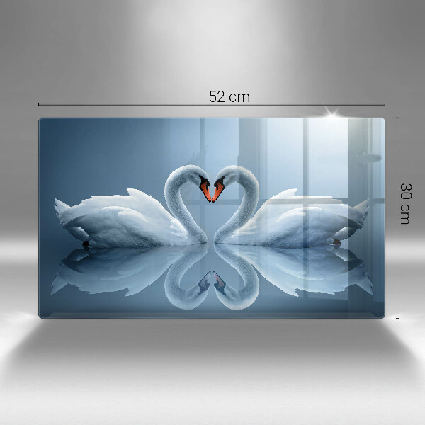 Glas Herdabdeckplatte Zwei Schwanenherzen