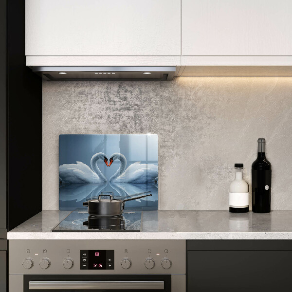 Glas Herdabdeckplatte Zwei Schwanenherzen