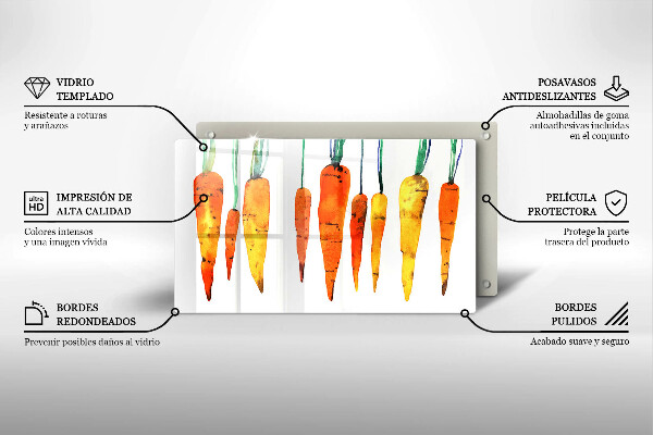 Glas Herdabdeckplatte Karottenillustration
