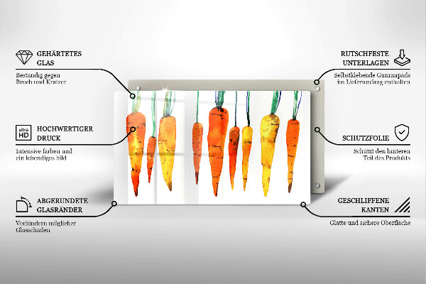 Glas Herdabdeckplatte Karottenillustration
