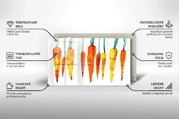 Glas Herdabdeckplatte Karottenillustration