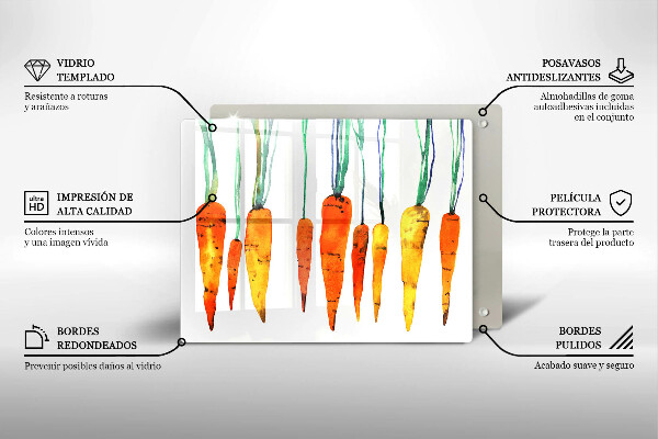 Glas Herdabdeckplatte Karottenillustration