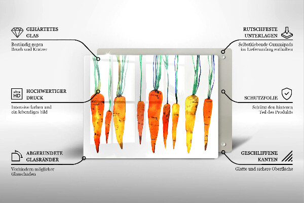 Glas Herdabdeckplatte Karottenillustration